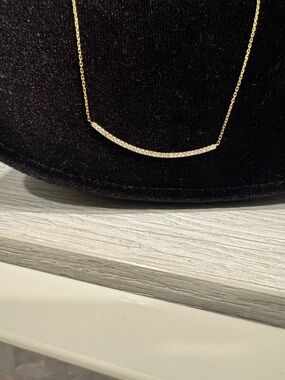 Delicate Gold Bar Necklace with Pavé diamonds